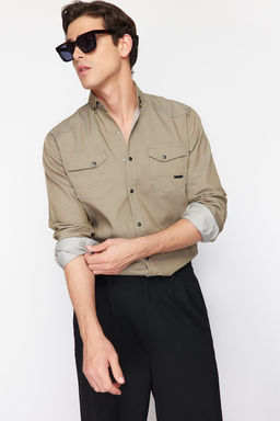 Haki Regular Fit C?tc?tl? Denim Kot Gomlek TMNSS24GO00081