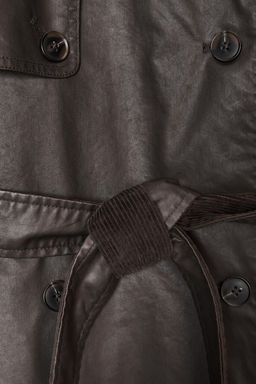 LONG WAXED TRENCH COAT WITH CORDUROY CUFFS - Zara фото 10