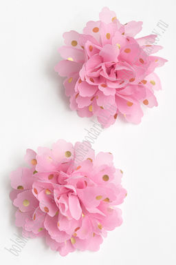 Цветочек шифоновый в горошек 9 см (20 шт) SF-5924, розовый №34