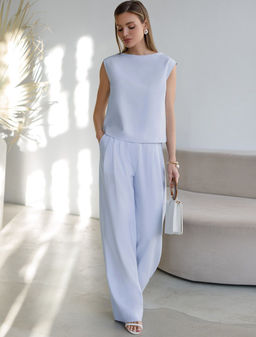 Брюки палаццо с защипами из плотного лиоцелла