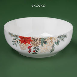 Салатник новогодний Доляна «Рождественский вечер», 580 мл, 15.5×6 см, фарфор, цвет белый