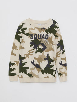 Bisiklet Yaka Kamuflaj Desenli Uzun Kollu Erkek ?ocuk Sweatshirt