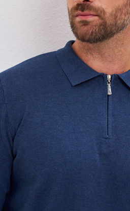 Джемпер мужской с отложным воротником на молнии F121-1581 синий - Fine joyce фото 5