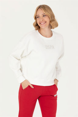 Женский свитшот цвета экрю с круглым вырезом Неожиданная скидка в корзине