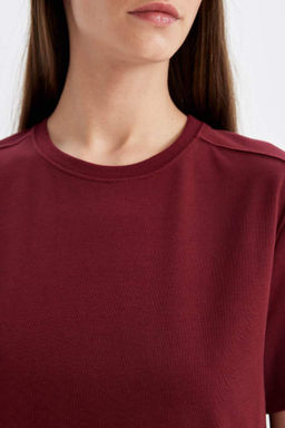 Женская повседневная базовая футболка с круглым вырезом стандартного кроя премиум-класса с короткими рукавами - Defacto фото 5