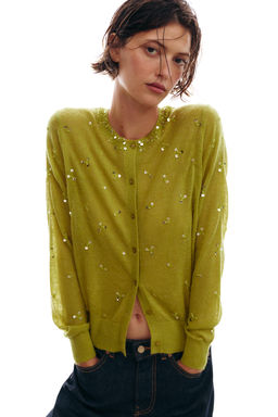 CHAQUETA PUNTO LENTEJUELAS / Verde manzana