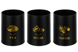 Набор банок д/сыпучих продуктов 3 пр. 1,1 л 11,7*11,7*17 см "Tea, coffee, sugar" + крышки с ручк
