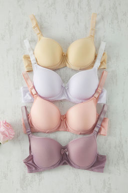 TRENDYOLMILLA K?rm?z?-Cok Renkli 4lu Paket Micro Kurdele/Fiyonklu Kapl? T-Shirt Bra Orme Sutyen THMSS25SU00034  фото 5