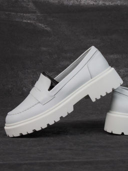 03-PDD178-1 GRAY WHITE Лоферы женские (натуральная кожа)