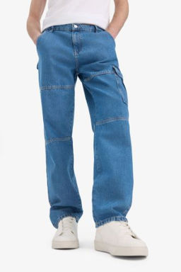 Slim Tapered Fit Dar Kal?p Normal Bel Daralan Paca Kargo Cepli Jean Pantolon