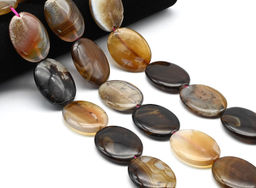 Бусины из агата кофейного овал 30*40мм, 41см, 10 бусин Радуга камня