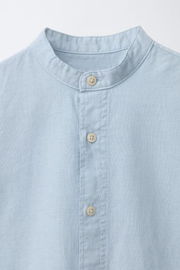 CAMISA CUELLO MAO CON ALGOD?N Y LINO / Celeste - Zara фото 3