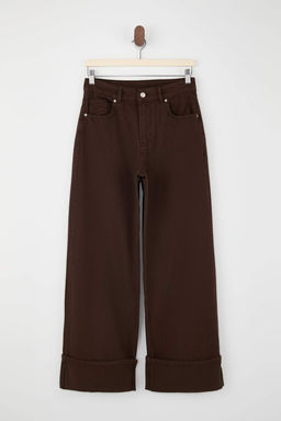Koyu Mavi Paca Katlamal? Normal Bel Wide Leg Jeans TWOAW26JE00011 - Trendyolmilla фото 12