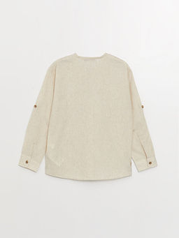 Hakim Yaka Rahat Kal?p Keten Kar???ml? Erkek ?ocuk G?mlek - Waikiki фото 2