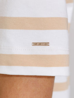 Свободная футболка в полоску с принтом из премиального хлопка с эластаном - Vilatte фото 6