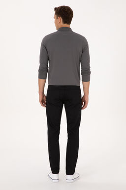 Erkek Siyah Slim Fit Kanvas / Chino Pantolon