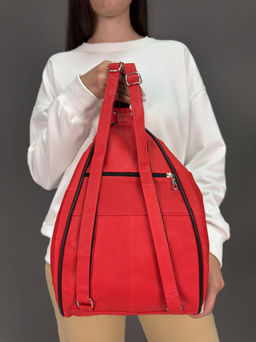 Рюкзак sefaro ZTT-888 из телячьей кожи красный 24×34×15 см  фото 3