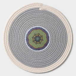 Салфетка сервировочная на стол Доляна Мира, d=38 см, хлопок, цвет серый, рисунок МИКС  фото 5