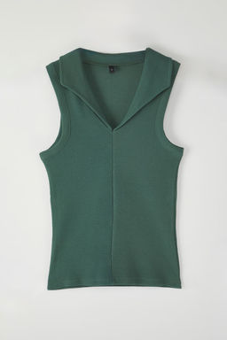 Trendyolmilla Haki Polo Yaka Fitilli Fitted/Vucuda Oturan Esnek Orme Bluz TWOSS25BZ00408  фото 12