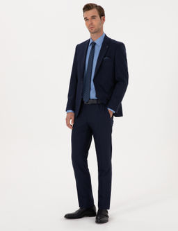 Lacivert Slim Fit Tak_m Elbise - Cacharel фото 4