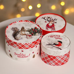 Набор новогодних коробок 3 в1 «Время чудес» 16×10, 14×9, 13×8.5 см