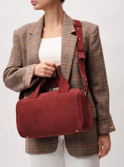 Замшевая сумка Bowling DBR 31378 красное вино  фото 10