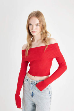 Cool Slim Fit свитер с открытыми плечами - Defacto фото 4