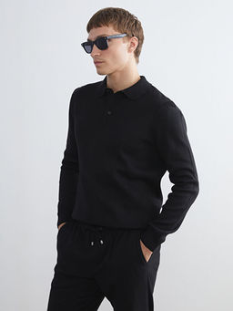 Polo Yaka Uzun Kollu Erkek Triko Kazak