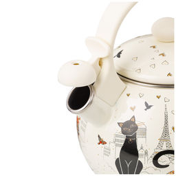 ЧАЙНИК AGNESS ЭМАЛИРОВАННЫЙ СО СВИСТКОМ, СЕРИЯ ПАРИЖСКИЕ КОТЫ 2,2Л, ИНДУКЦИОННОЕ ДНО  фото 4