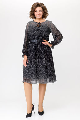 Платье Swallow 683 чёрный в белый горошек градиент фото 4