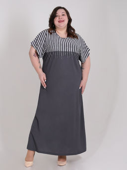 Серое платье со стразами свободное для полных - Almond фото 2