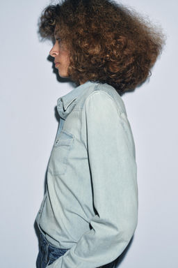 WASHED DENIM SHIRT ZW COLLECTION - Zara фото 3