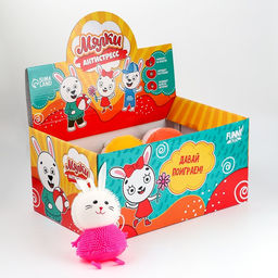 Цена за 12 шт. Антистресс сквиш мялка «Зайка», цвета МИКС, в шоубоксе