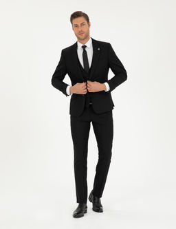 Siyah Slim Fit Yelekli Tak_m Elbise