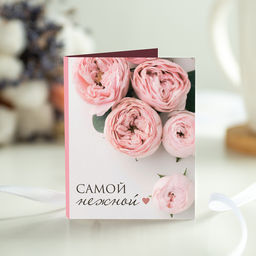Цена за 2 шт Мини-открытка "Самой нежной" (розы)