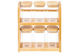 Набор 6 банок д/хранения 250 мл 22*8*27 см Crystal glass + бамб.крышка с сил.прокл.+бамб.подст - Elan gallery фото 6