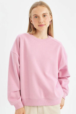 Coool Oversize Genis Kal?p Bisiklet Yaka Kal?n Basic Duz Sweatshirt - Defacto фото 6