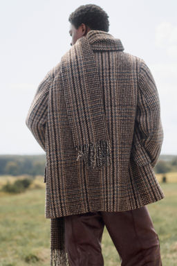 LIMITED EDITION CROPPED CHECK COAT WITH SCARF - Zara фото 4