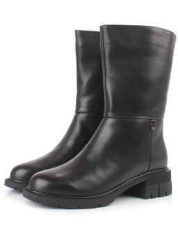 Z4209M BLACK Полусапоги зимние женские (натуральная кожа, натуральный мех)