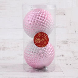 Ёлочные игрушки Рельеф, шары новогодние, d=10 см, набор 2 шт., розовый - Зимнее волшебство фото 2