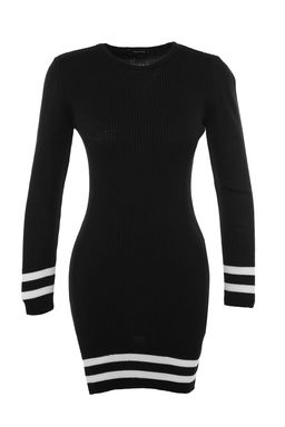 TRENDYOLMILLA Siyah Mini Triko Etek Ucu Cizgili Elbise TWOAW20EL1274  фото 14