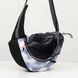 Сумка-переноска Слинг с креплением для ошейника, 45 х 11 х 24 см, бело-серая - Пижон фото 6