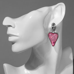 Серьги ассорти «Клубника-сердце», розовый в серебре