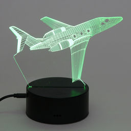 Цена за 2 шт. Светильник ночник "3D-Самолёт" на пластиковой подставке, с включателем USB