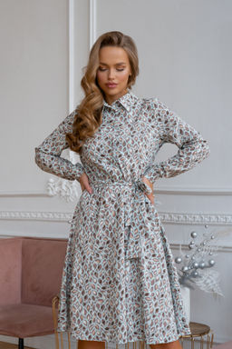 Платье Open Style 5542 белый/серый