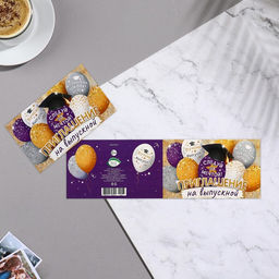 Цена за 20 шт. Приглашение «Выпускной!», 24.7×77 см