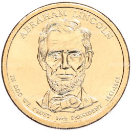 Монета 1 доллар 2010 года (P) США 16-й президент США Авраам Линкольн
