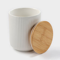 Банка для сыпучих BellaTenero, 600 мл, d=10 см, с бамбуковой крышкой, фарфор, белая