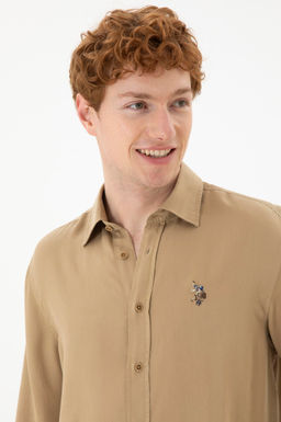 Мужская рубашка цвета хаки с длинным рукавом - U.s. polo assn фото 2