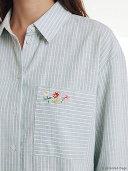 ?izgili Oversize Poplin Kad?n G?mlek Tunik